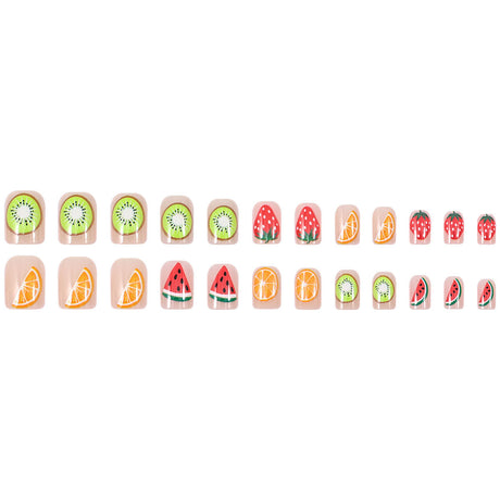 24pcs/Set Strawberry Watermelon Fruits Short Press On Nails