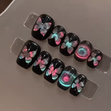 (Handmade) 10pcs/Set Dual-Tone Cat's Eye Dreamy Butterfly Press-On Nails