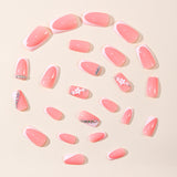 24pcs/Set Irregular French Tip Five-Petal Flowers Short Press On Nails