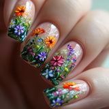 24pcs/Set Flowers Press-On Nails