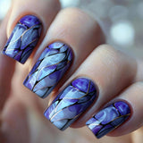 24pcs/Set Blue Stripes Press-On Nails