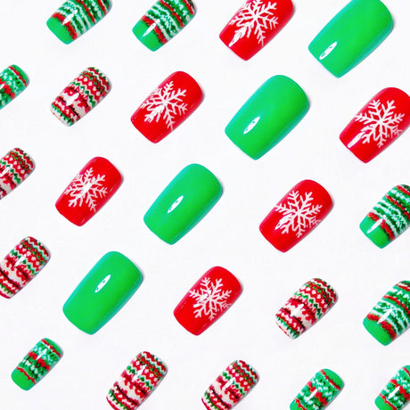 24pcs/Set Christmas Snowflake Press-On Nails