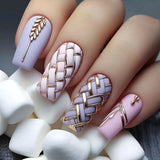 24pcs/Set Wheat Sheaf Plaid Press-On Nails