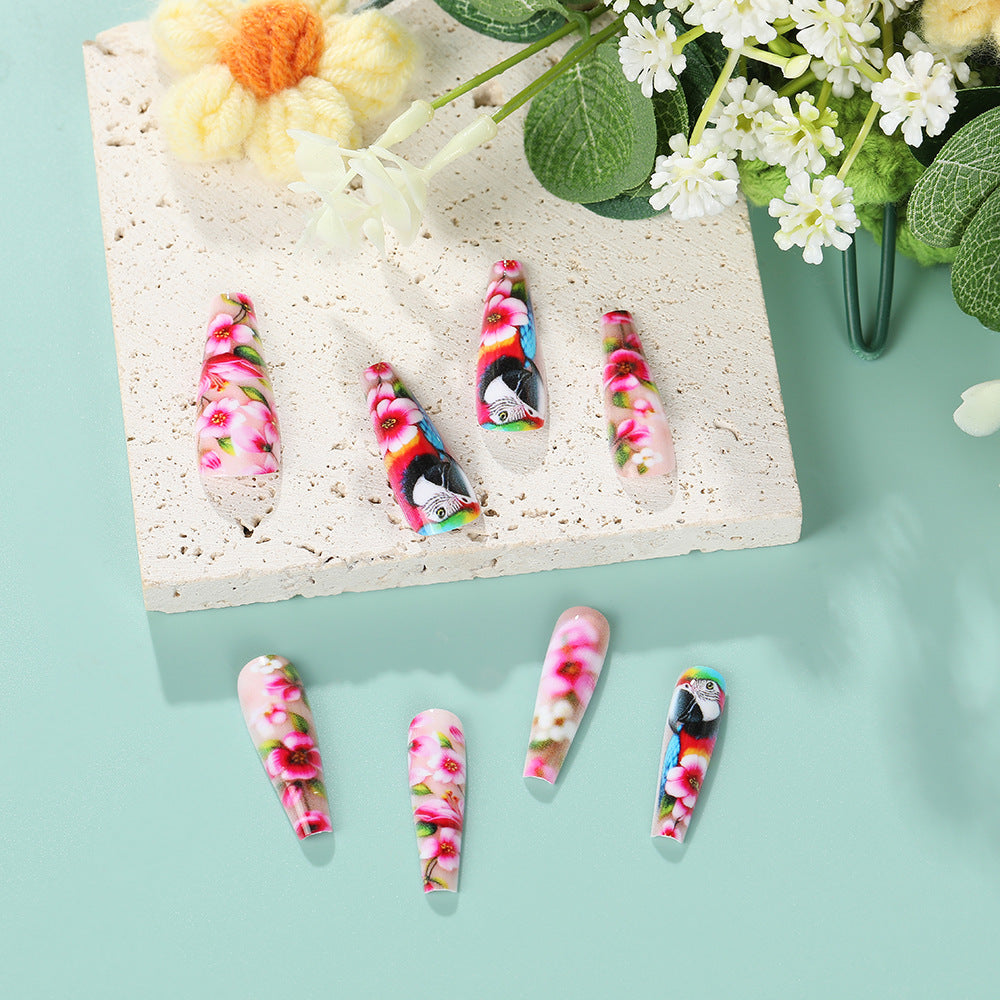 24pcs/Set Parrot Flower Stamen Press-On Nails