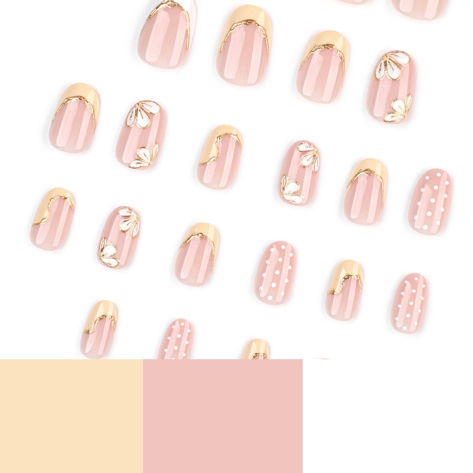 24pcs/Set Minimalist French White Flowers Press-On Nails