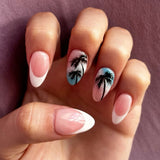 24pcs/Set White French Coconut Tree Press-On Nails