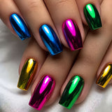 24pcs/Set Iridescent Chrome Press-On Nails