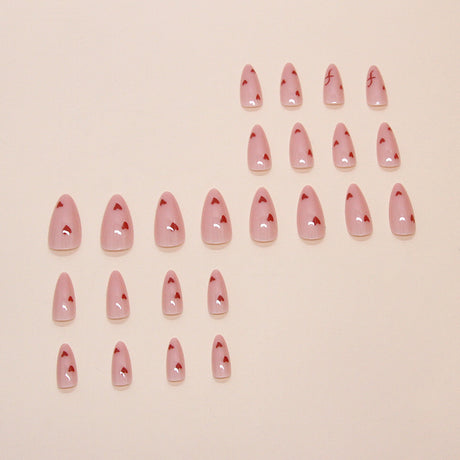 24pcs/Set Red Little Heart Press On Nails