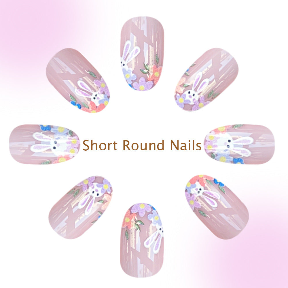 24pcs/Set Minimalist Bunny French Press-On Nails