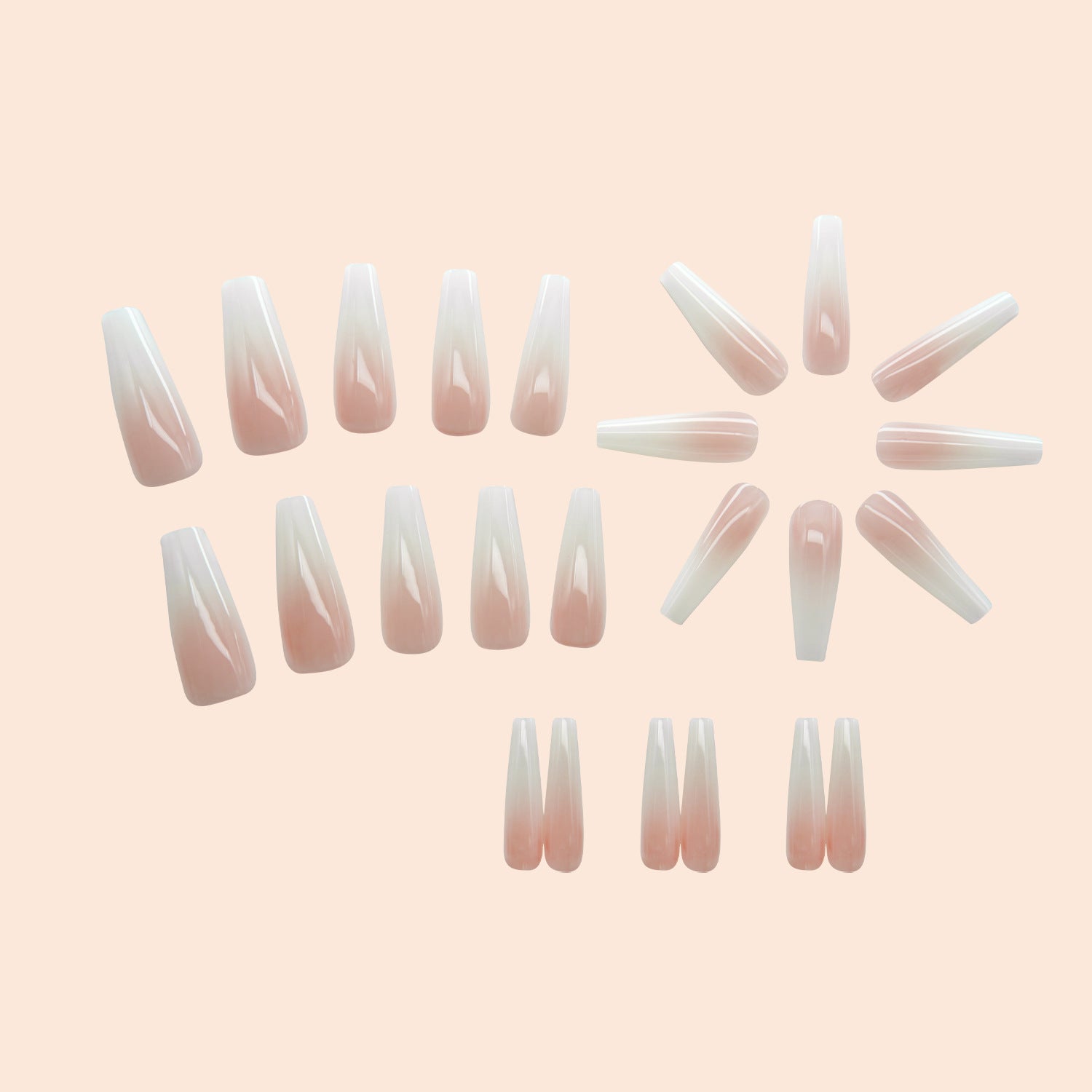 24pcs/Set Icy White Gradient Press-On Nails