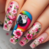 24pcs/Set Parrot Flower Stamen Press-On Nails