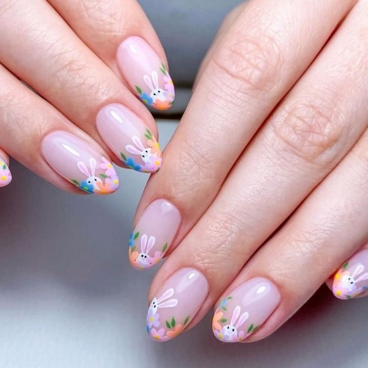 24pcs/Set Minimalist Bunny French Press-On Nails