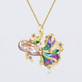 Ocean-Inspired Colorful Gem Fish Necklace