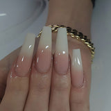 24pcs/Set Icy White Gradient Press-On Nails