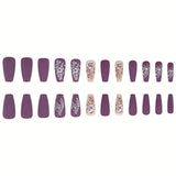 24pcs/Set Matte Flowers Press-On Nails