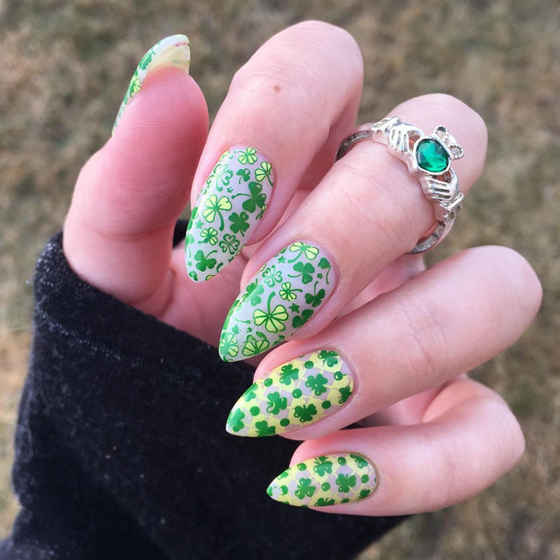 24pcs/Set Four-Leaf Clover St. Patrick's Day Press-On Nails