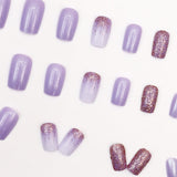 24pcs/Set Ultra Sparkly Aurora Purple Press-On Nails