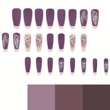 24pcs/Set Matte Flowers Press-On Nails