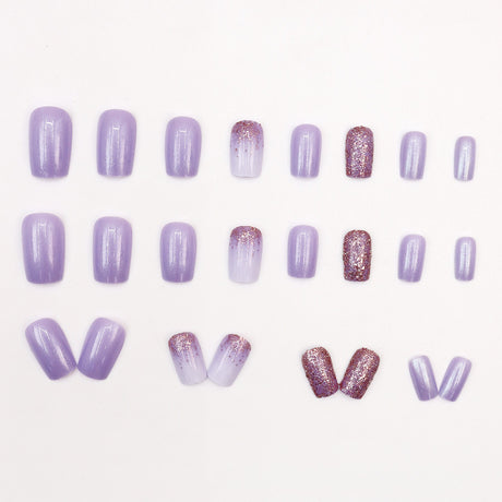 24pcs/Set Ultra Sparkly Aurora Purple Press-On Nails