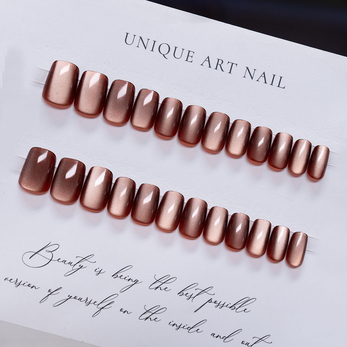 24pcs/Set Maillard Cat Eye Short Press On Nails