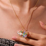 Ocean-Inspired Colorful Gem Fish Necklace