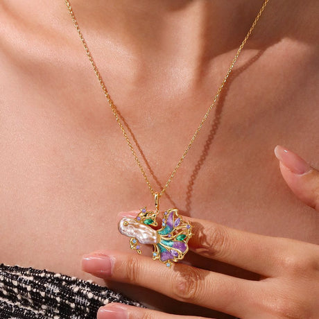 Ocean-Inspired Colorful Gem Fish Necklace