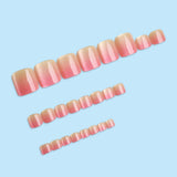 24pcs/Set Pink Translucent Gradient Cat Eye Press On Toe Nails