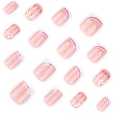 24pcs/Set Minimalist French Tips with Branches Short Press On Nails