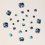 24pcs/Set Blue-Purple Marble Press On Toe Nails