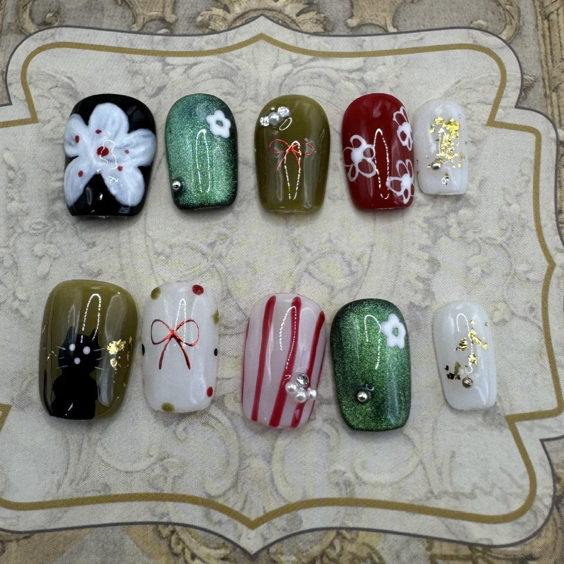 10pcs/Set Christmas Press-On Nails