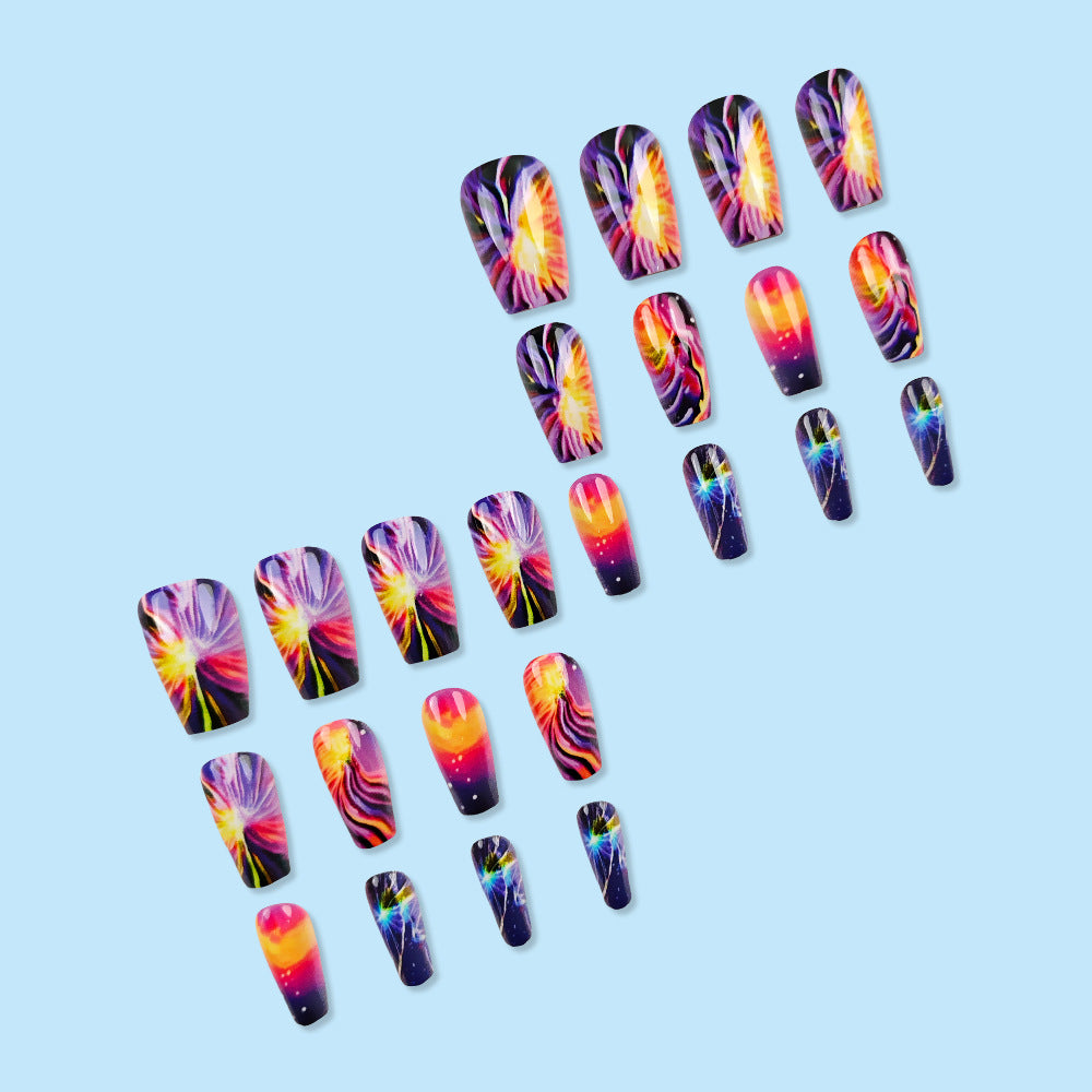 24pcs/Set Brilliant Fireworks Press-On Nails