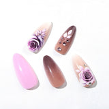 24pcs/Set Rose Gradient with Studs Press-On Nails