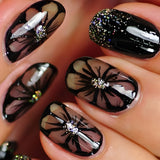 24pcs/Set Black Butterfly Press-On Nails