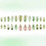 24pcs/Set Gilded 3D Floral & Botanical Press-On Nails