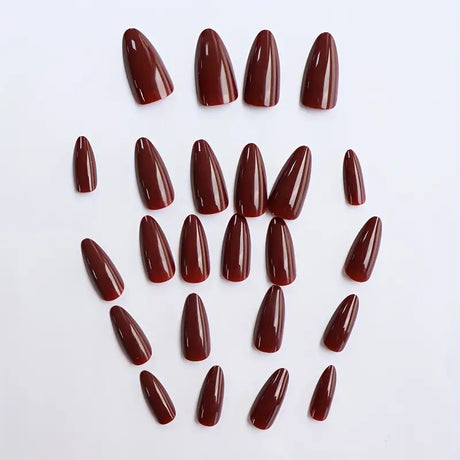 24pcs/Set Solid Burgundy Press-On Nails