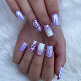 24pcs/Set Ultra Sparkly Aurora Purple Press-On Nails