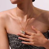 Ocean-Inspired Colorful Gem Fish Necklace