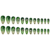 24pcs/Set Forest Green Gradient with Cute Mushrooms Press-On Nails