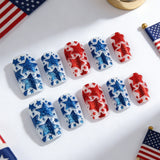 24pcs/Set Red & Blue Glitter Stars Press-On Nails