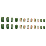 24pcs/Set Green Glitter Ripple Short Press On Nails