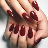 24pcs/Set Solid Burgundy Press-On Nails