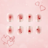 24pcs/Set Pink Heart Press-On Nails