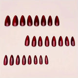 24pcs/Set Cherry Cat Eye Press-On Nails