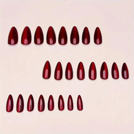 24pcs/Set Cherry Cat Eye Press-On Nails