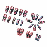 24pcs/Set Rose Gold Floral Press-On Nails