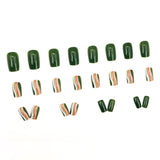 24pcs/Set Green Glitter Ripple Short Press On Nails