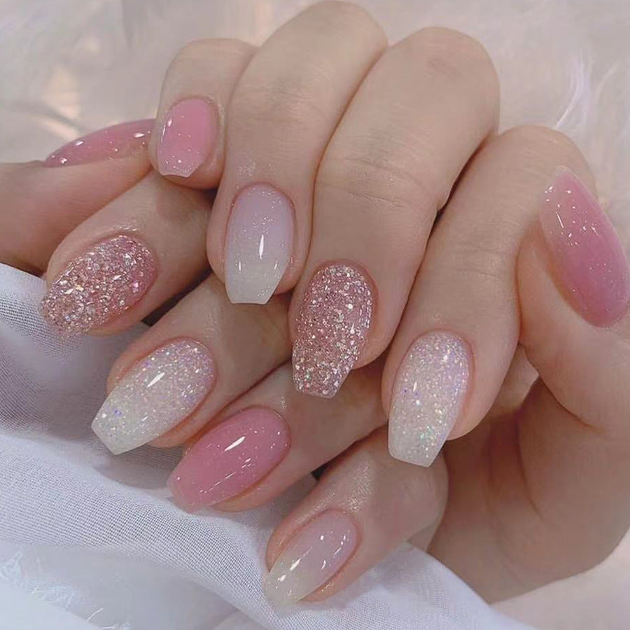 24pcs/Set Glitter Ombre Marble Press-On Nails