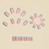 24pcs/Set Pink & Blue Ombre Press-On Nails