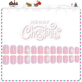 24pcs/Set Short Square Pink Snowflakes Press On Nails