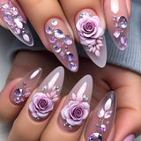 24pcs/Set Rose Gradient with Studs Press-On Nails